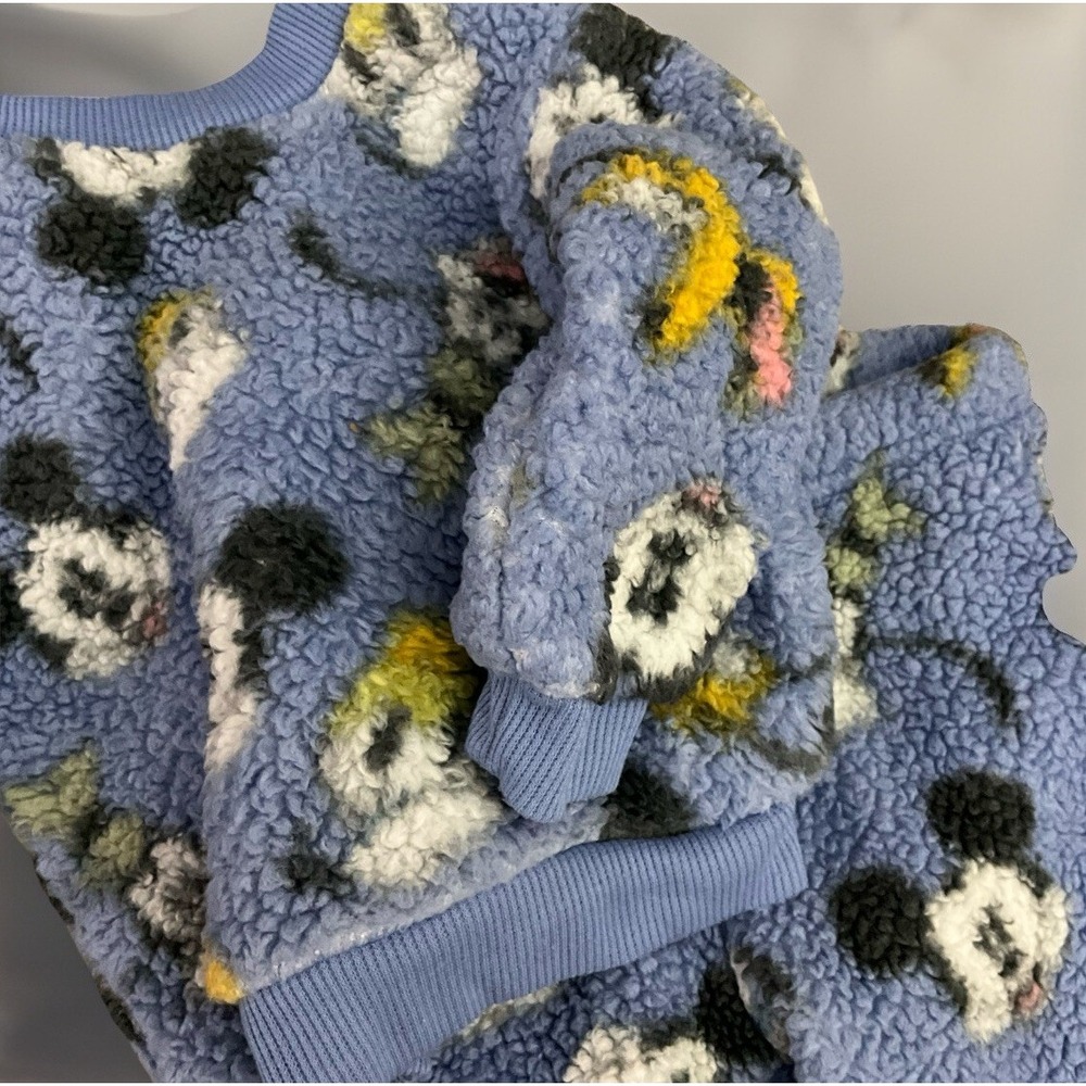 Disney Mickey Mouse Pluto Donald Duck Unisex Blue Sherpa 2 Piece Jogger 3-6 Mo